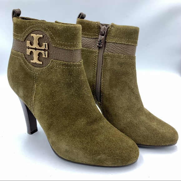 NEW! Tory Burch Alaina Olive Green Suede Boots - Picture 2 of 15
